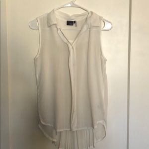 Sheer sleeveless button down blouse